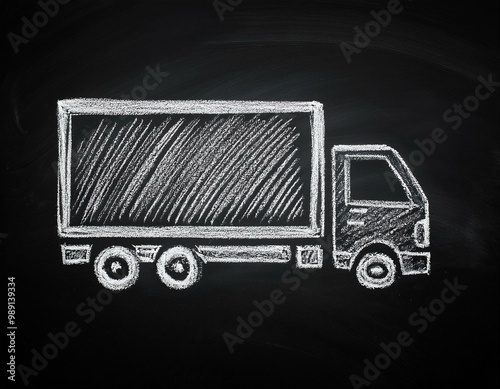 truck chalk drawing transport logistics logistic cargo carry deliver vehicle delivery simple illustration 