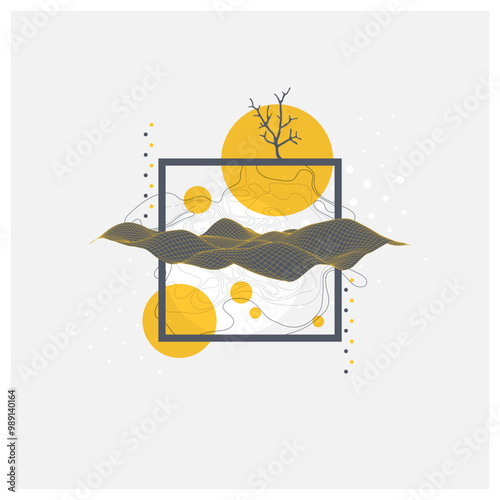 Abstract art wireframe background. Modern science or technology art elements. Surface illustration. Hand made vector.