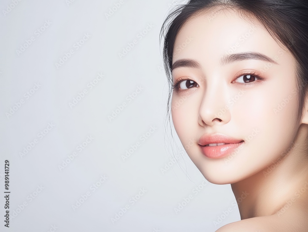 Elegant and Serene Close up Beauty Portrait of Young Asian Woman Elegant and Serene Close up Beauty Portrait of Young Asian Woman