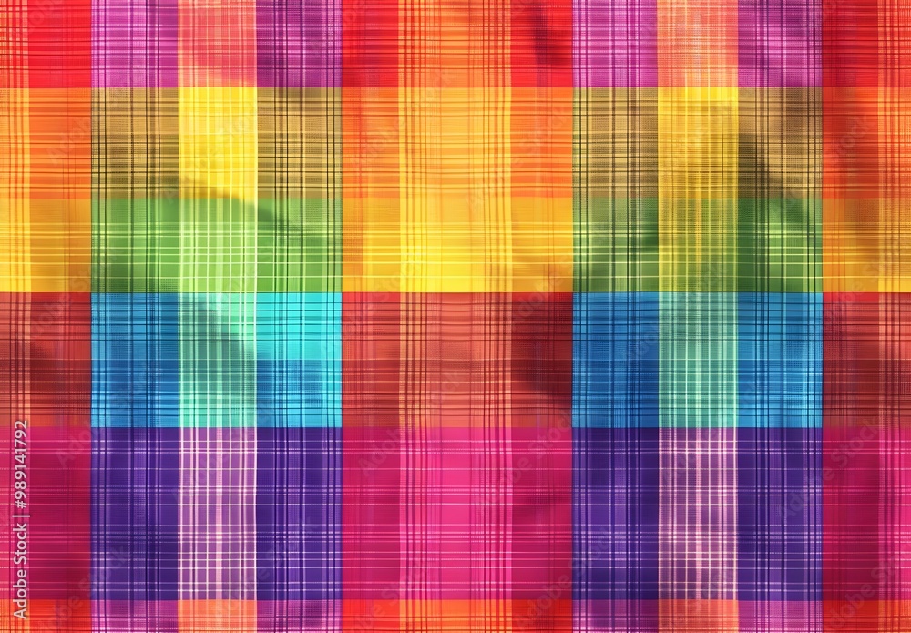 Abstract Rainbow Plaid Fabric Texture Abstract Rainbow Plaid Fabric Texture