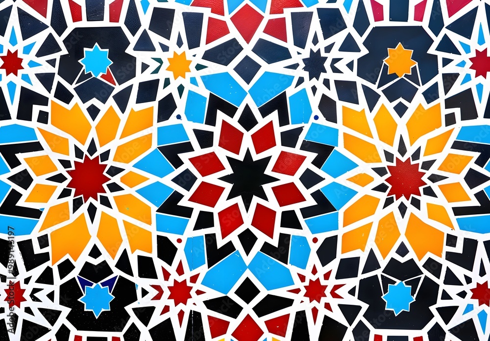 Colorful Islamic Geometric Pattern Mosaic