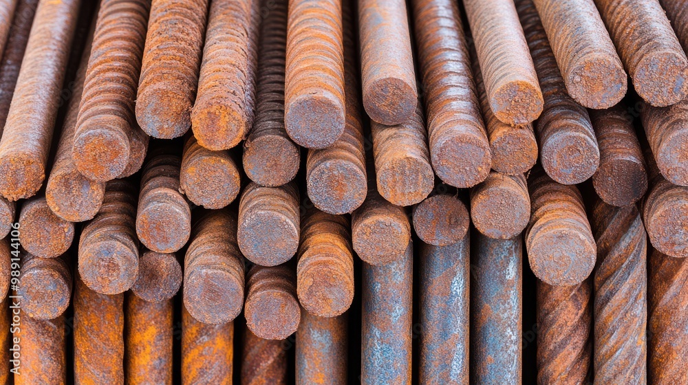 Rusty Rebar Steel Rods Closeup Texture Background Rusty Rebar Steel Rods Closeup Texture Background