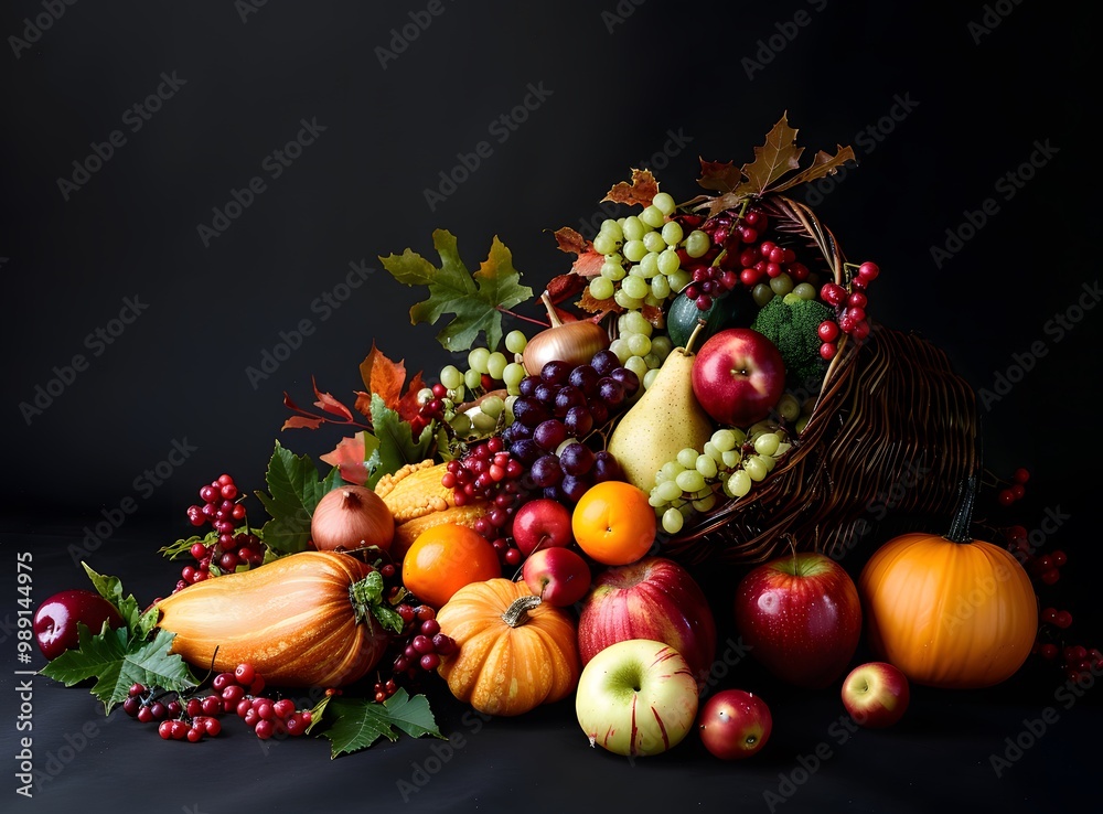 Abundant Autumn Harvest Cornucopia Still Life Abundant Autumn Harvest Cornucopia Still Life