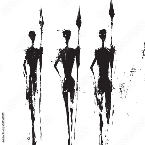 black and white  of abstract human African vibes vector