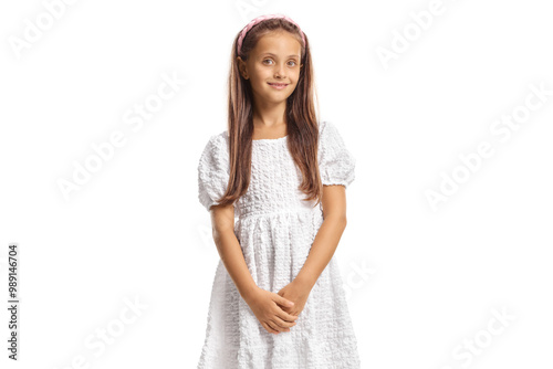 Portrait of a girl in a white dress