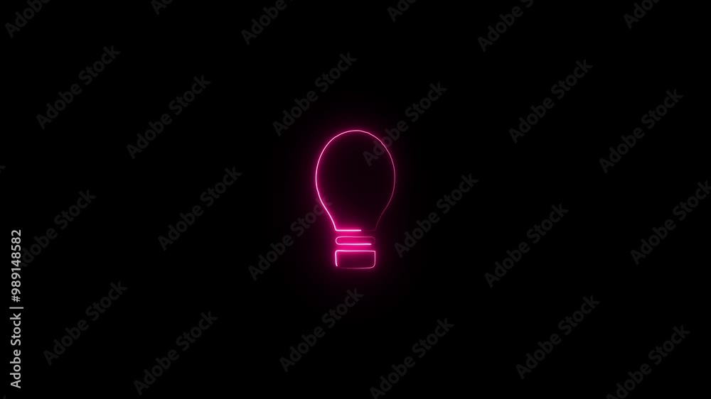 Bulb symbol icon animation. Energy idea, Electric neon bulb icon and black background Bulb symbol icon animation. Energy idea, Electric neon bulb icon and black background