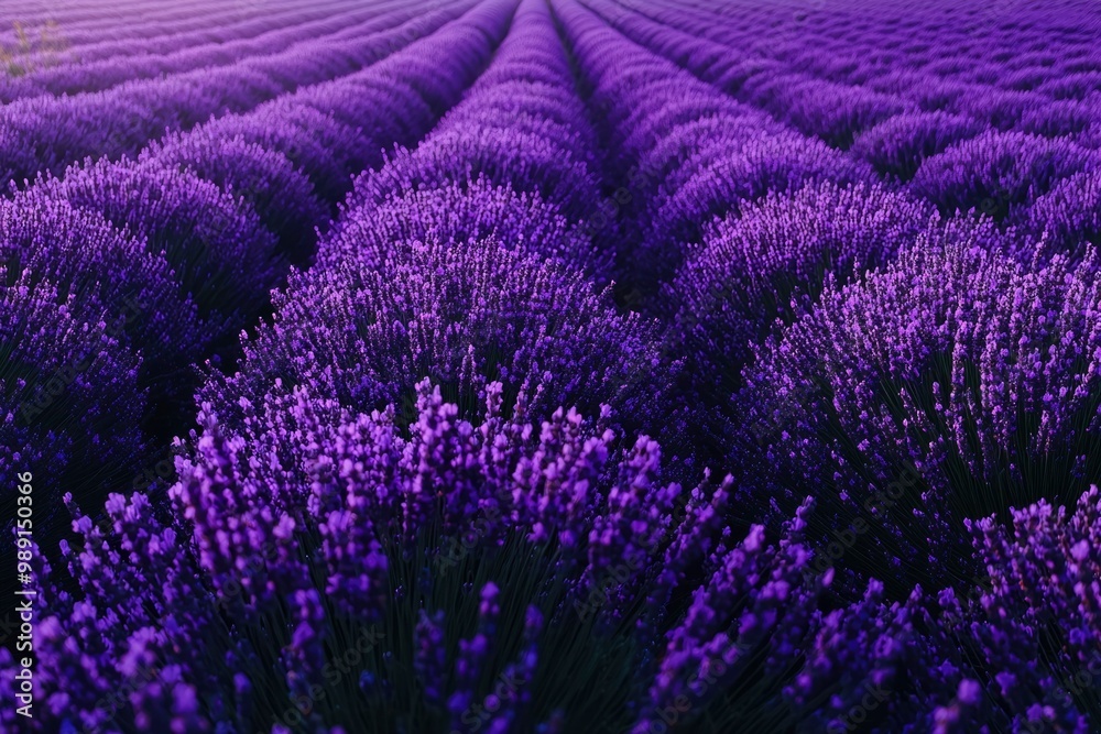 Naklejka premium A Close-Up View of a Field of Lavender Flowers