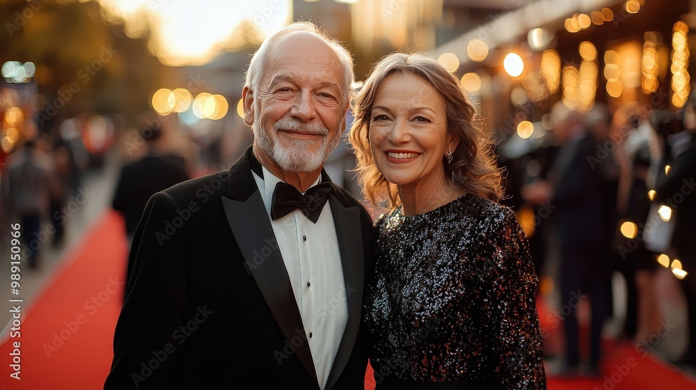 Elegance on the Red Carpet - Sophisticated Senior Couple in Tuxedo and ...