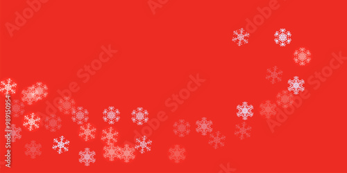 Snow nature scenery. Subtle flying snowflakes illustration. Wintertime fleck ice particles. 
