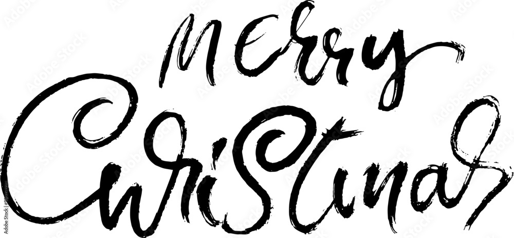 Merry Christmas Hand Drawn Modern Dry Brush Lettering. Merry Christmas Hand Drawn Modern Dry Brush Lettering.