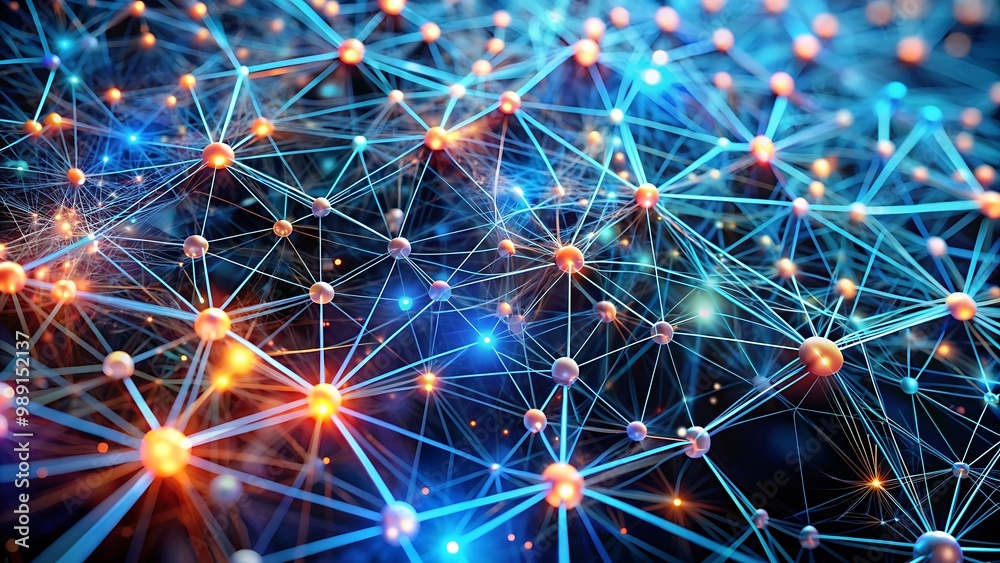 Una red neuronal representada como una red compleja e interconectada.