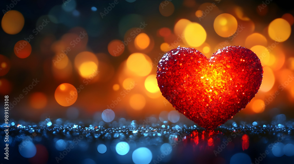 Sparkling Red Heart with Bokeh Lights Sparkling Red Heart with Bokeh Lights
