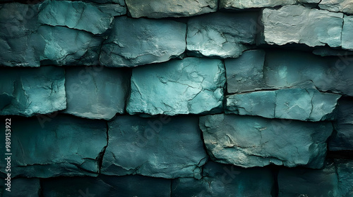 Textured Stone Wall - Teal Green Stone Background