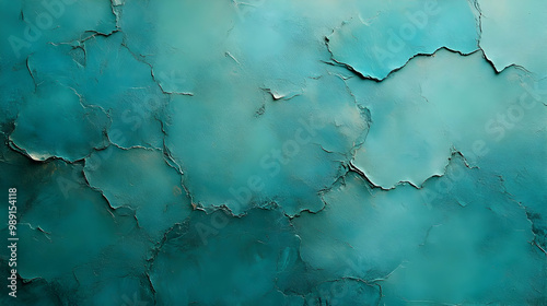 Cracked Teal Wall Texture Background - Abstract Design