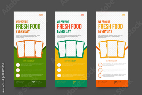 Food and Restaurant Rollup Banner, Fast Food Rollup Banner Template, Food Restaurant template design
