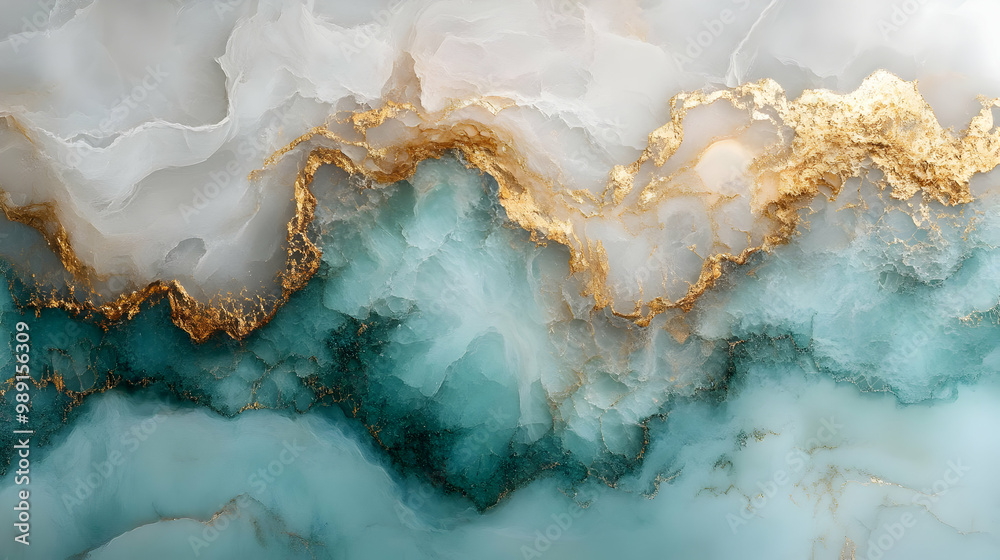 Abstract Art: Teal, White, and Gold Swirls - Fluid Acrylic Painting Abstract Art: Teal, White, and Gold Swirls - Fluid Acrylic Painting