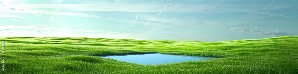A pristine blue square nestled amidst a field of soft green, embodying serenity and harmony. A pristine blue square nestled amidst a field of soft green, embodying serenity and harmony.