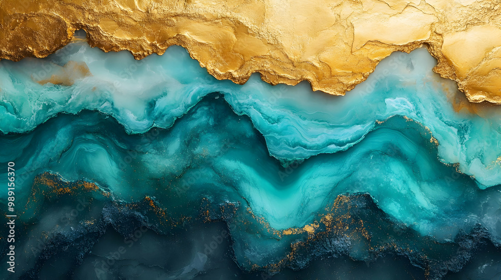 Abstract Art: Gold and Blue Swirls - Liquid Acrylic Painting Abstract Art: Gold and Blue Swirls - Liquid Acrylic Painting