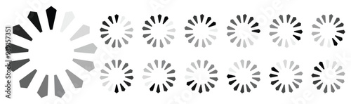 Complete Collection of Loading Bar Icons and Circular Status Loaders, Buffer Preloader for Animation GIF 12FPS, All Keyframes Frames for UI Web