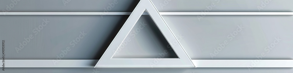 A modern white triangle framed by sleek silver lines, showcasing clean lines and minimalism. A modern white triangle framed by sleek silver lines, showcasing clean lines and minimalism.
