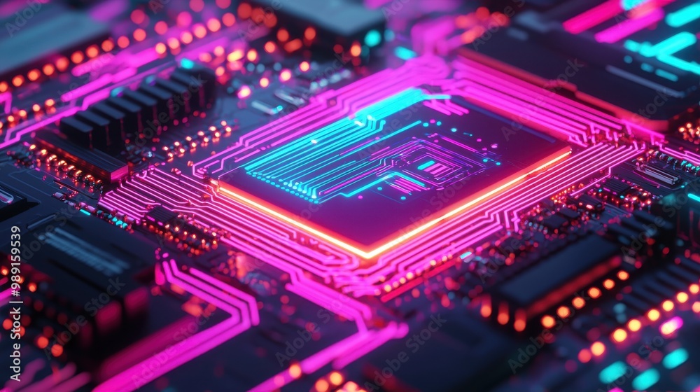 Detailed view of glowing circuits running through a futuristic witch's broomstick, sharp focus, cyberpunk style, neon lights, metallic textures. ,closes up Detailed view of glowing circuits running through a futuristic witch's broomstick, sharp focus, cyberpunk style, neon lights, metallic textures. ,closes up