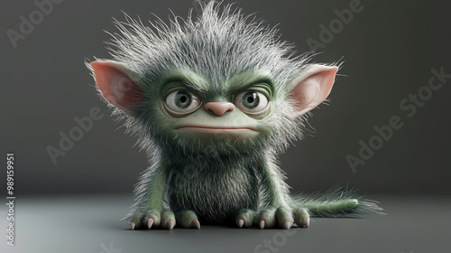 3d illustration cute funny troll gremlin gizmo. Troll. Illustration