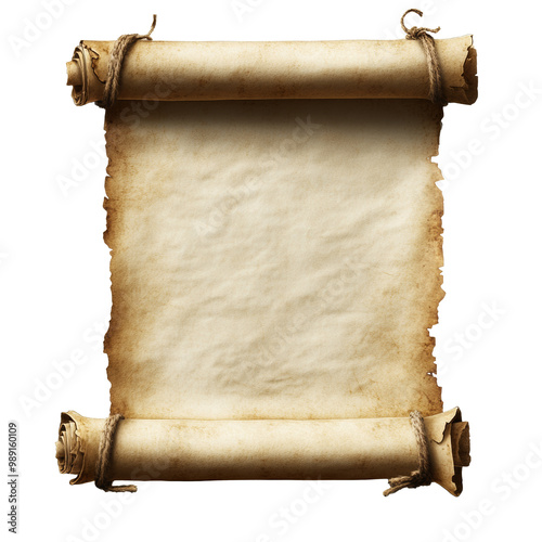 Blank ancient scroll for notes transparent