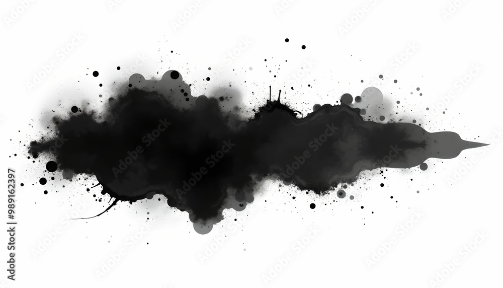Fototapeta premium black ink paint splash white background