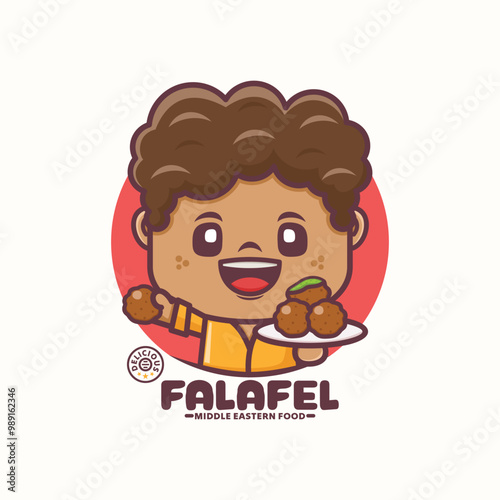 falafel cartoon mascot logo template design