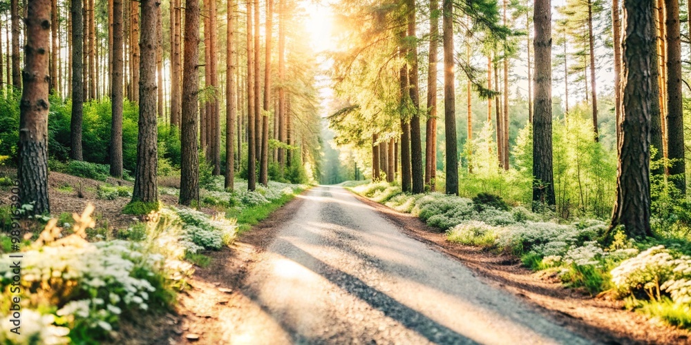 Obraz premium Sunlit Forest Road