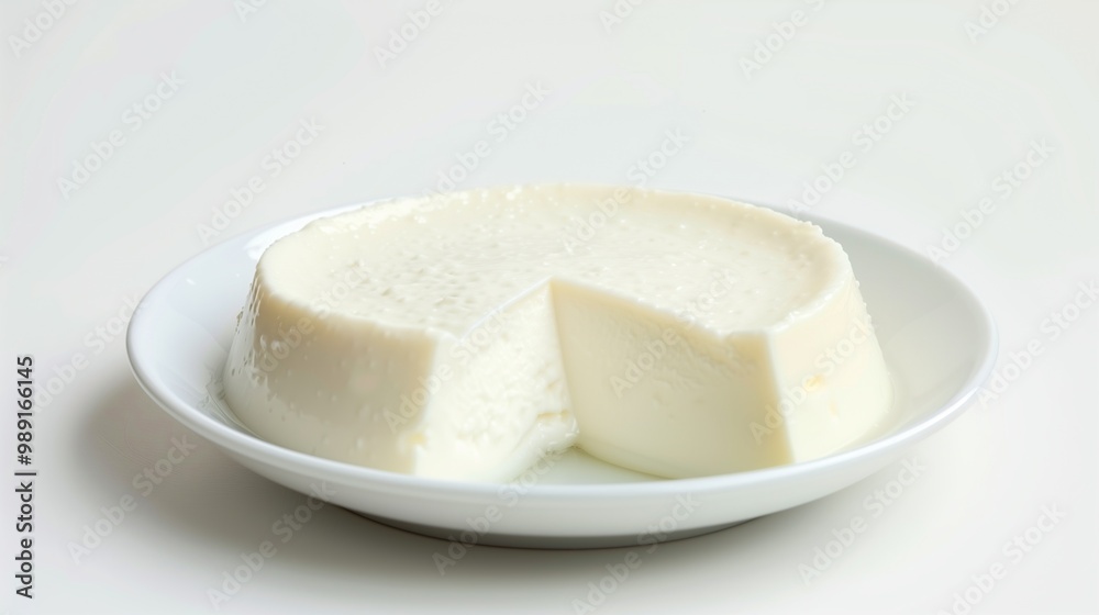 Smooth and Creamy Panna Cotta on White Plate with a Clean White Background Smooth and Creamy Panna Cotta on White Plate with a Clean White Background