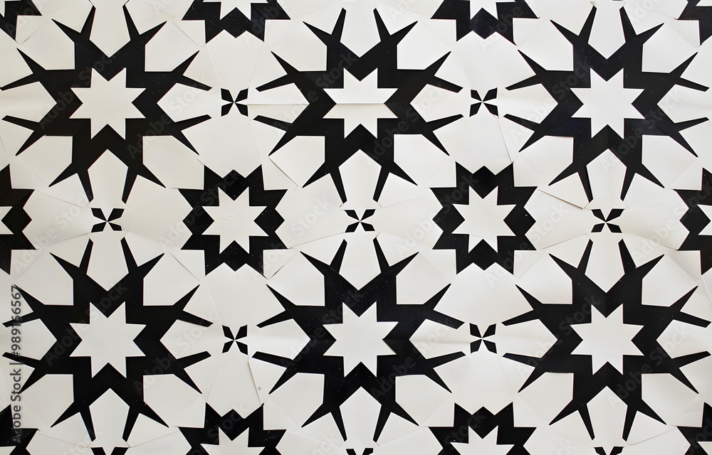 Fototapeta premium Abstract Geometric Black & White Star Pattern