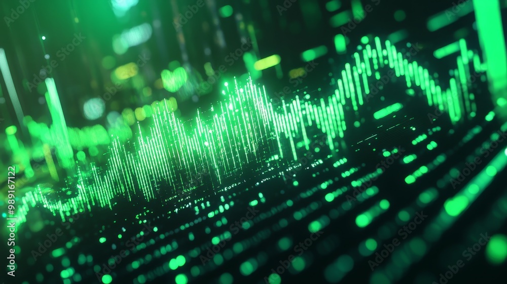 Abstract financial growth graph in a holographic display, Abstract, Green and black, Digital art, Economic visualization Abstract financial growth graph in a holographic display, Abstract, Green and black, Digital art, Economic visualization
