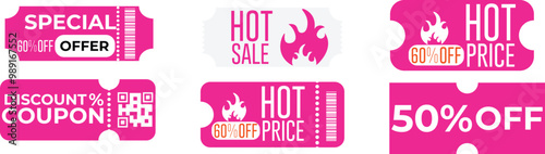 Coupon ticket set. Discount coupon. Gift voucher. sell ticket.vector eps10