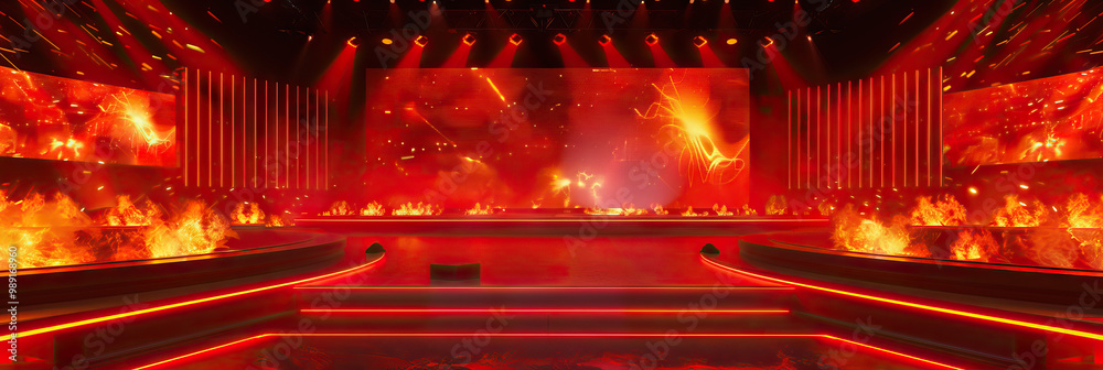 Φωτογραφία Red Hot Rush: A fiery red-themed game show stage, creating a sense of urgency and excitement for the contestants