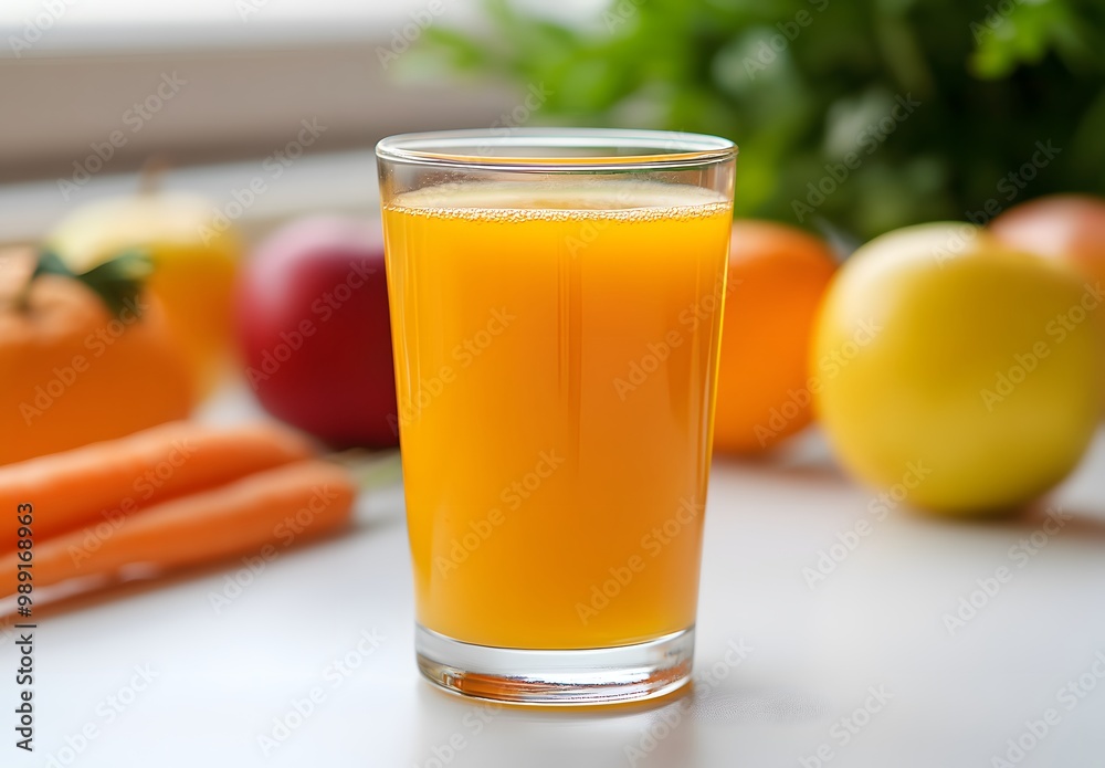 Glass of Orange Juice with Carrots & Apples Glass of Orange Juice with Carrots & Apples