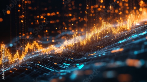 Dynamic visualization of stock market volatility, financial risk, market fluctuations photo