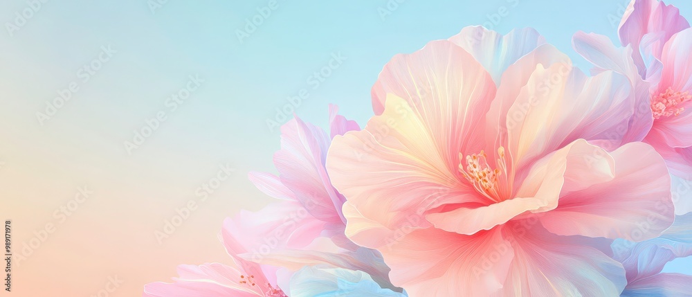 A pink flower with a blue background A pink flower with a blue background