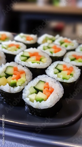 Delicious sushi rolls filled with fresh vegetables, perfect for sushi lovers and food enthusiasts.