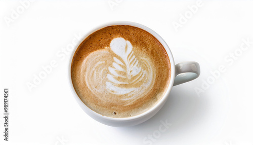 Cappuccino with Latte Art in White Cup