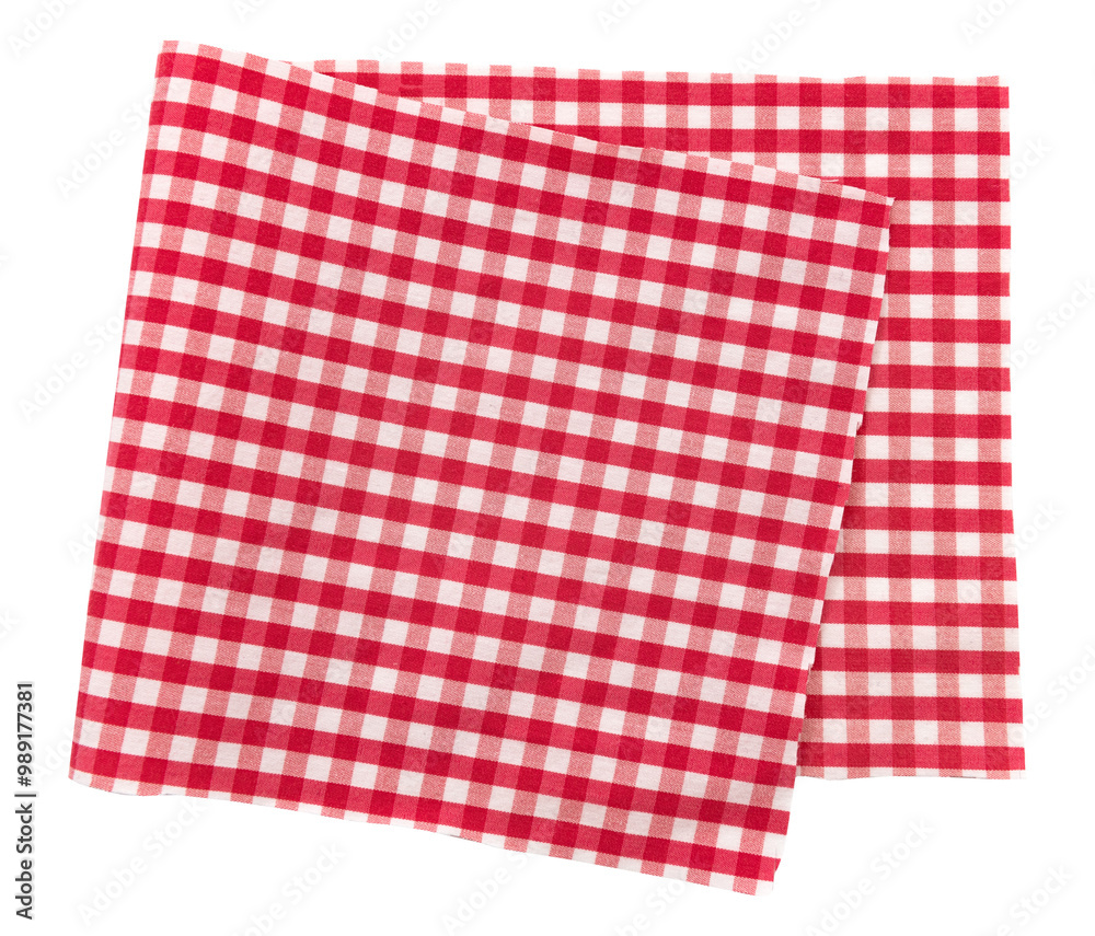 Piece of torn crumpled checkered fabric on a white background. Textile. Cellular tissue isolate Piece of torn crumpled checkered fabric on a white background. Textile. Cellular tissue isolate