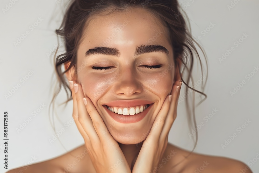 Radiant Young Woman Smiling with Glowing Skin Radiant Young Woman Smiling with Glowing Skin