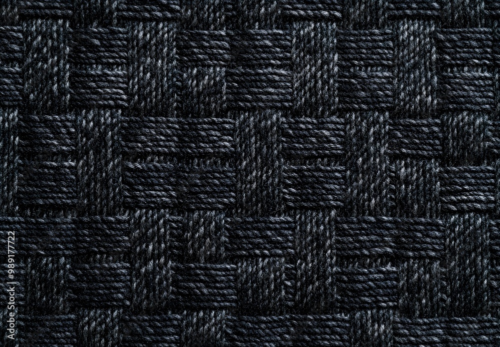 Obraz premium Dark Grey Woven Carpet Texture with Checkered Pattern