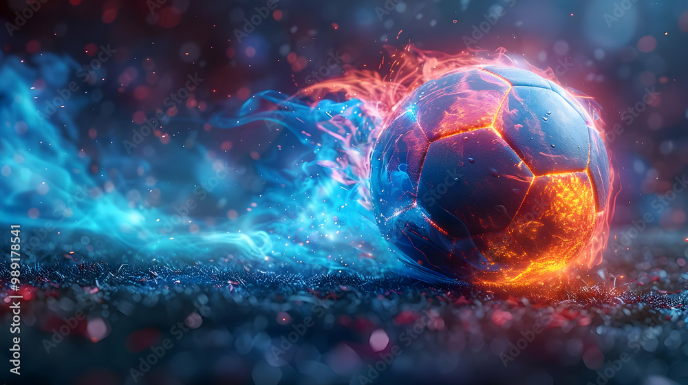 Fototapeta premium Fiery Soccer Ball 3D Illustration