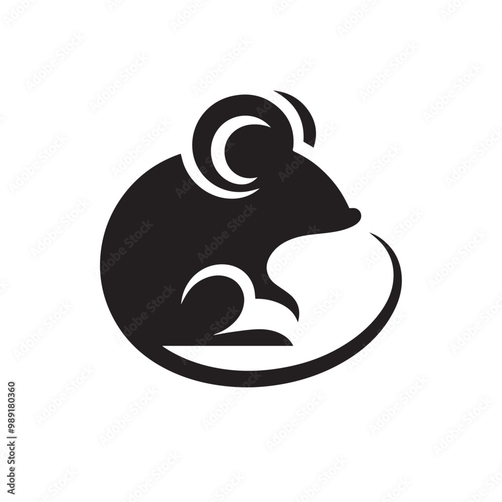 Rat vector silhouette. Rat mouse logo, icon sign isolated on white background. Rat vector silhouette. Rat mouse logo, icon sign isolated on white background.