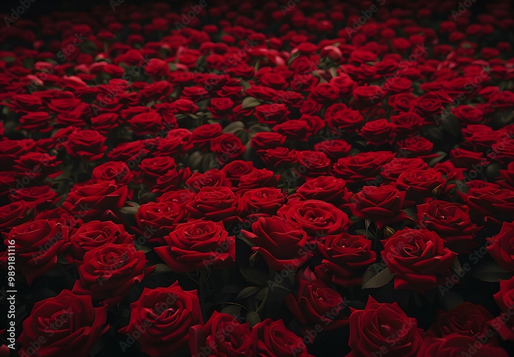 Sea of Red Roses in Dark Background Sea of Red Roses in Dark Background