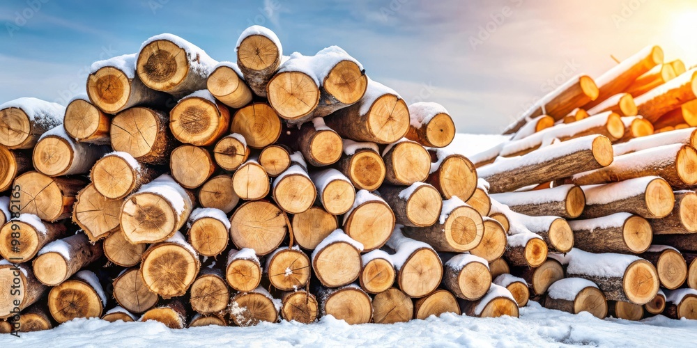 Pile of wooden logs stacked for winter preparation Pile of wooden logs stacked for winter preparation