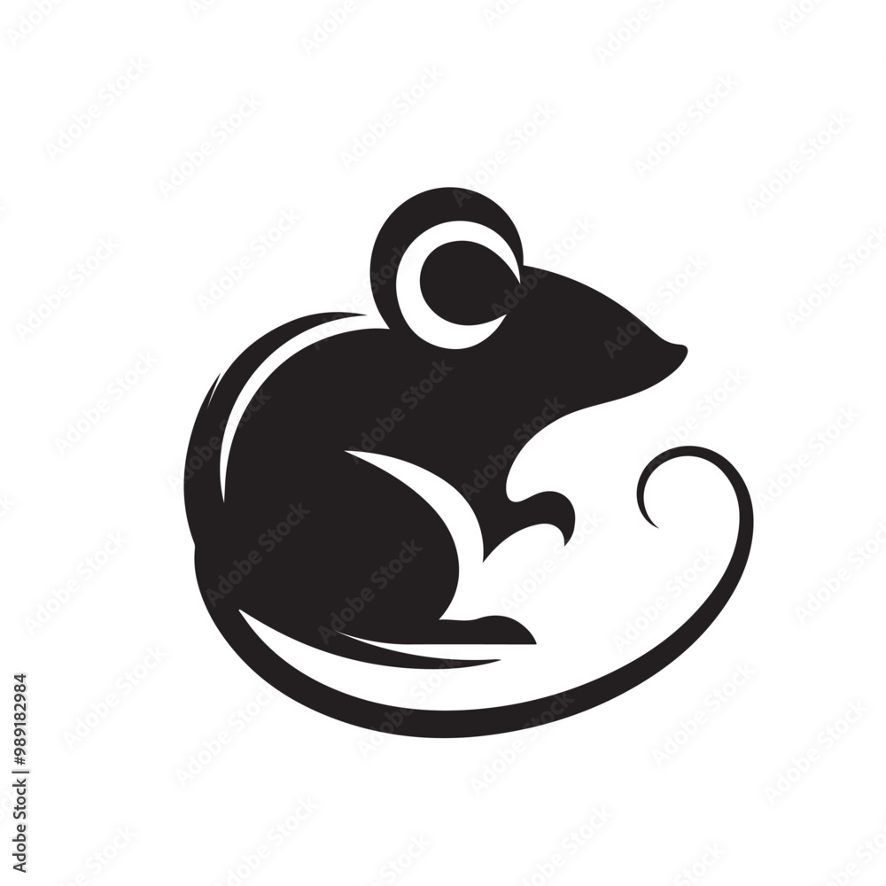 Rat vector silhouette. Rat mouse logo, icon sign isolated on white background. Rat vector silhouette. Rat mouse logo, icon sign isolated on white background.