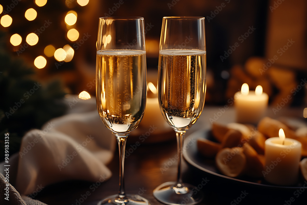 champagne in glasses, creating a warm and celebratory atmosphere champagne in glasses, creating a warm and celebratory atmosphere