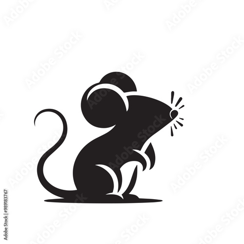 Rat vector silhouette. Rat mouse logo, icon sign isolated on white background.